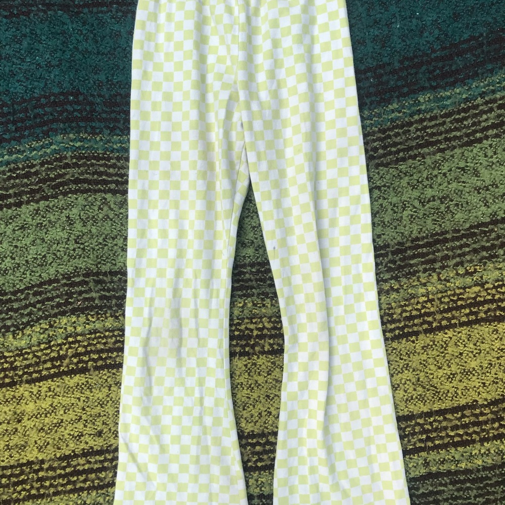 Old Navy Kids Checkered Pants in Lime Green and White